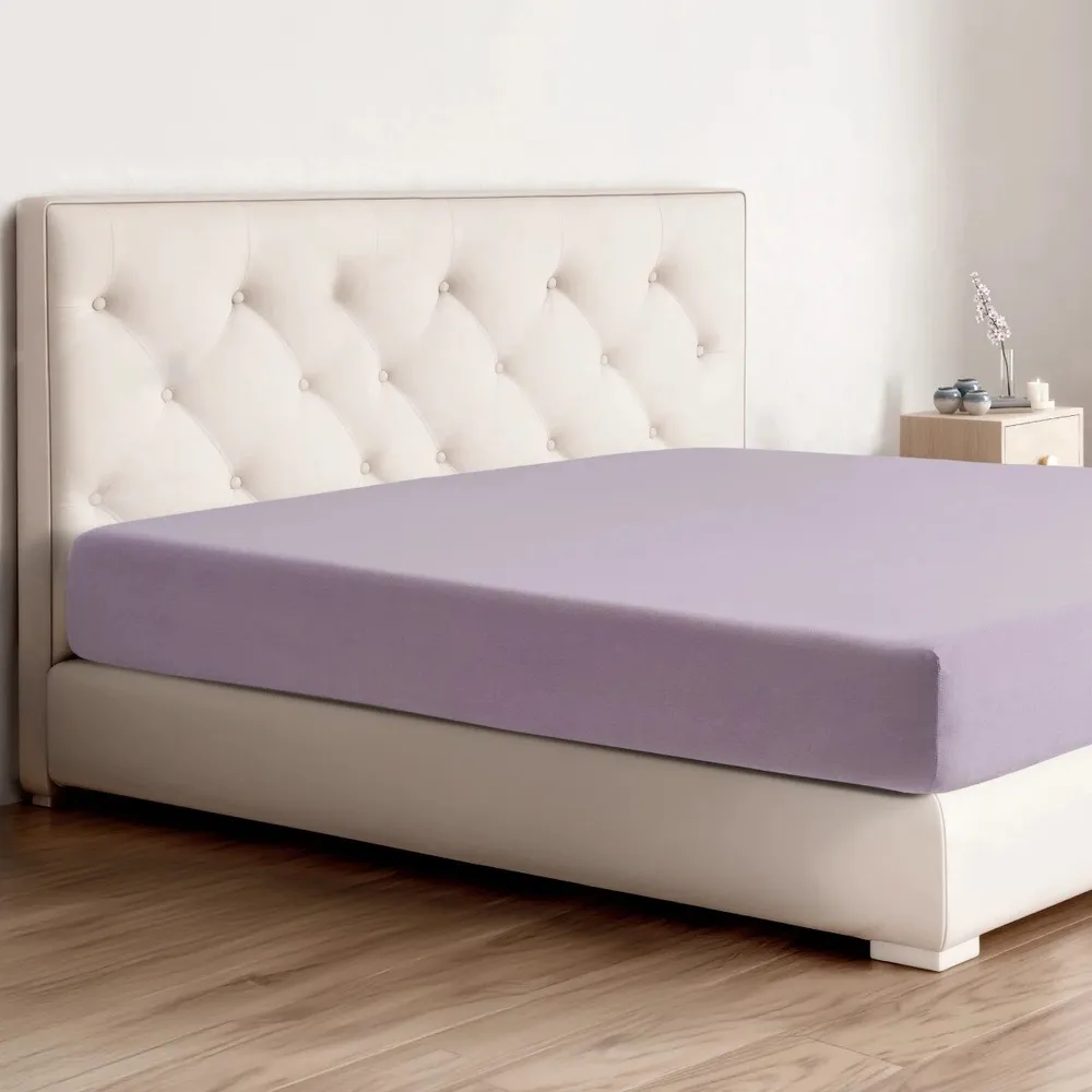 Husa saltea, Caressa Jersey, 160 x 200 cm, bumbac, lila
