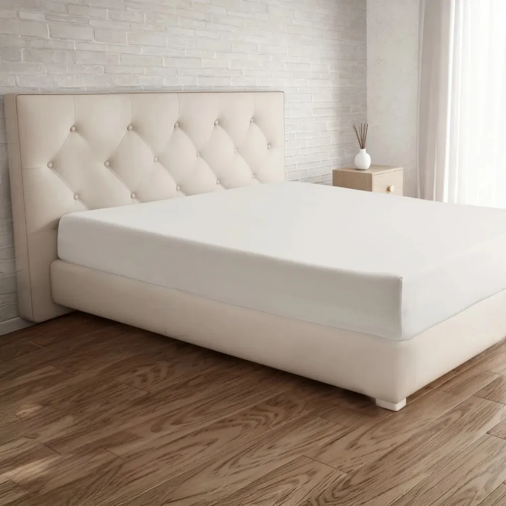 Husa saltea, Caressa Jersey, 90 x 200 cm, bumbac, alb