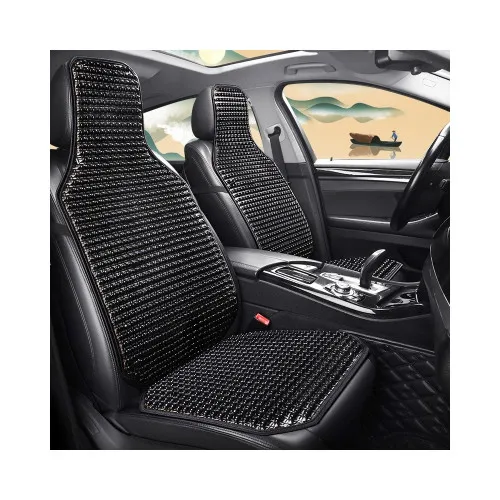 Husa scaun auto cu bile din lemn culoare Neagra 122x42cm — imaginea 2