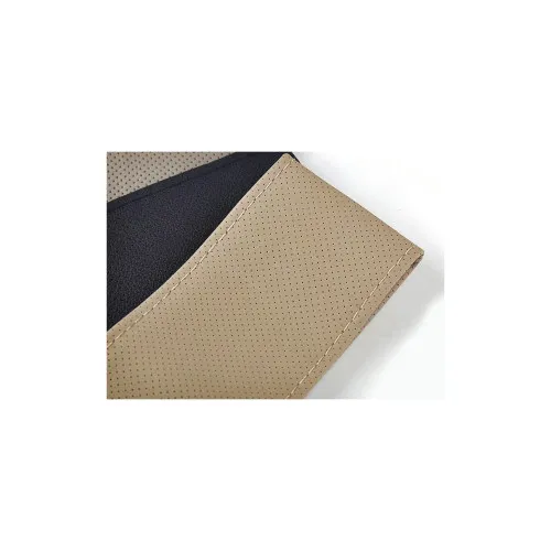 Husa volan auto din piele cu gaurele cu ac si ata bej marime M 37-39cm — imaginea 2