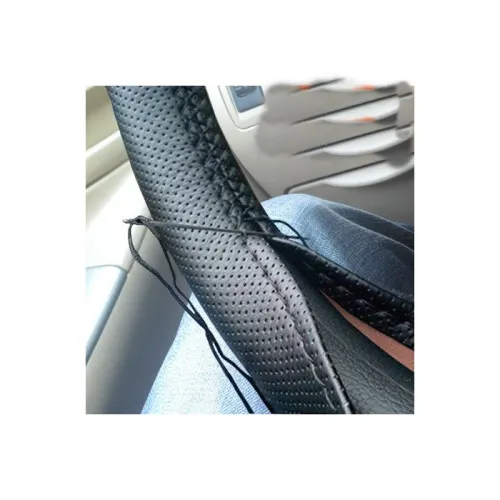 Husa volan auto din piele cu gaurele cu ac si ata negru marime L 39-41 cm — imaginea 3