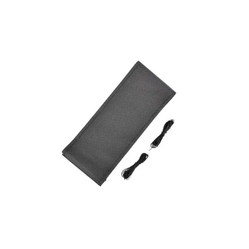 Husa volan auto din piele cu gaurele cu ac si ata negru marime L 39-41 cm
