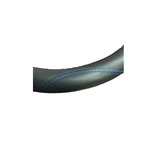 Husa volan auto imitatie piele marime M 37-38 cm negru cusatura albastra — imaginea 2