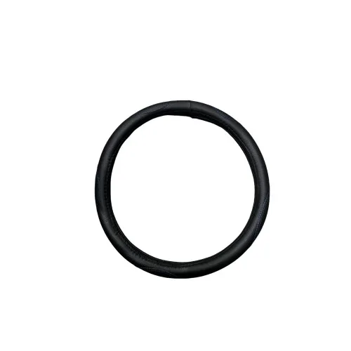 Husa volan auto imitatie piele marime M 37-38 cm negru cusatura albastra