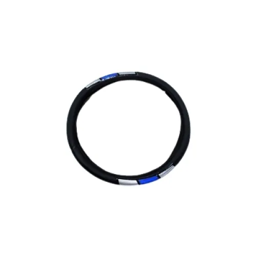 Husa volan auto imitatie piele neagra dungi diverse culori marime M 38-39 cm — imaginea 5