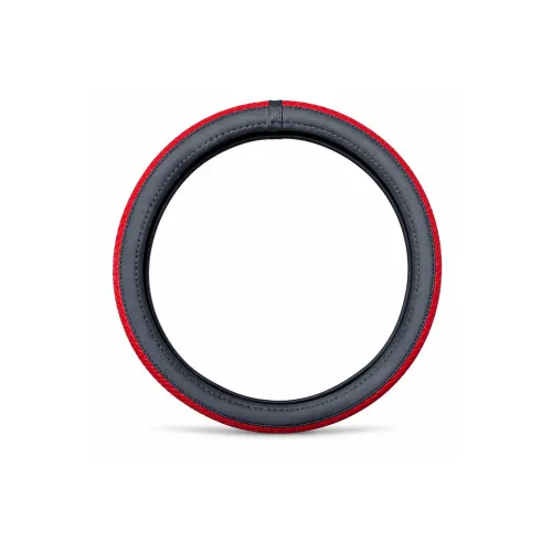 Husa volan auto imitatie piele negru cu rosu marime M 37-38 cm