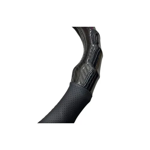 Husa volan auto imitatie piele si carbon marime M 38 cm negru — imaginea 2