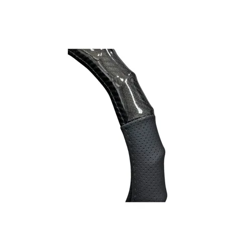 Husa volan auto imitatie piele si carbon marime M 38 cm negru — imaginea 3