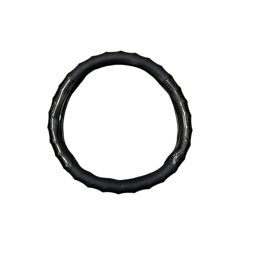 Husa volan auto imitatie piele si carbon marime M 38 cm negru