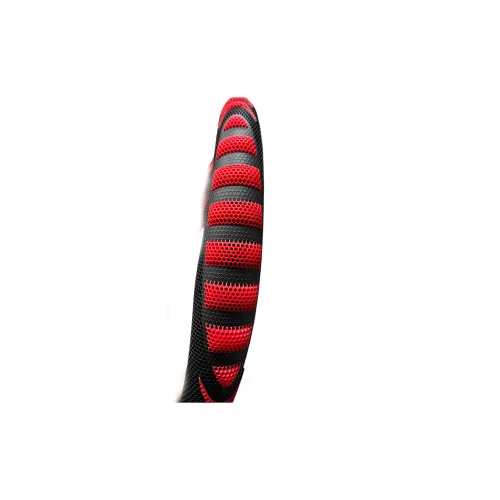 Husa volan auto imitatie piele si silicon negru cu rosu marime M 38 cm — imaginea 2