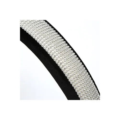 Husa volan auto negru cu strasuri argintii decorative marime M 37-39 cm — imaginea 2