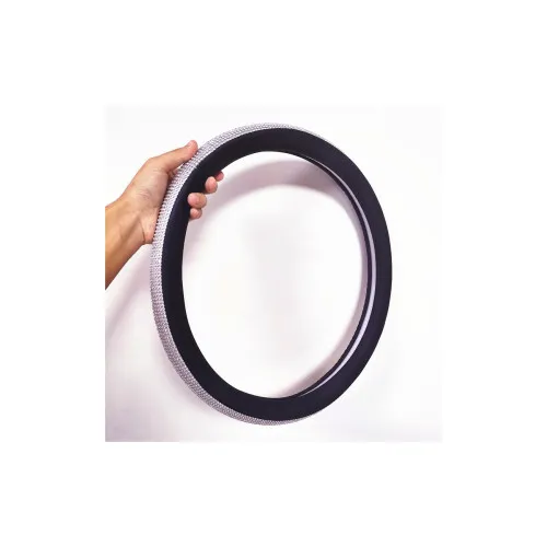 Husa volan auto negru cu strasuri argintii decorative marime M 37-39 cm