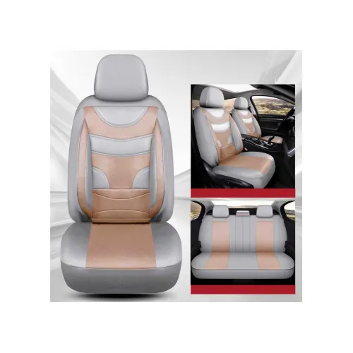 Huse Auto Universale 11 Piese fractionate Bej Compatibile Scaune Fata si Spate — imaginea 4