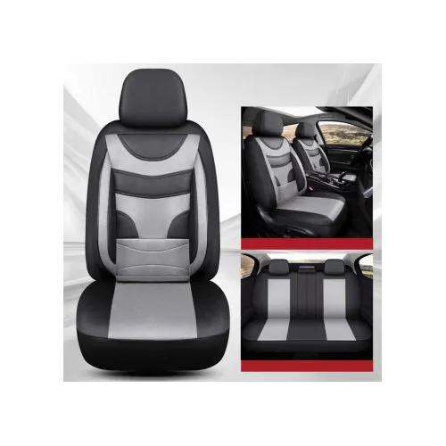 Huse Auto Universale 11 Piese fractionate Negru cu Gri Compatibile Scaune Fata si Spate — imaginea 4