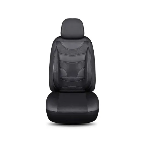Huse Auto Universale 11 Piese fractionate Negru cu Negru Compatibile Scaune Fata si Spate