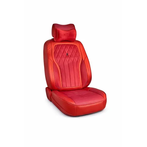 Huse scaune auto universale 9D premium imitatie piele si alcantara rosu — imaginea 2
