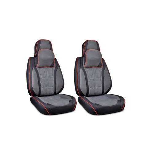 Huse scaune auto universale fractionate 9D Premium fata si spate negru cusatura rosie — imaginea 4