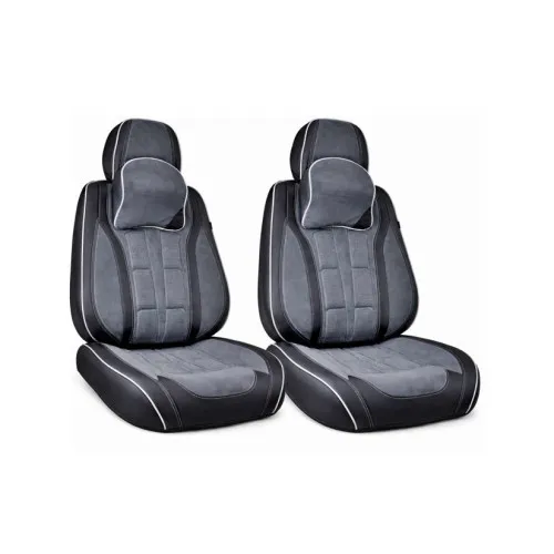 Huse scaune auto universale fractionate 9D Premium fata si spate negru gri antracit cusaturi gri — imaginea 4