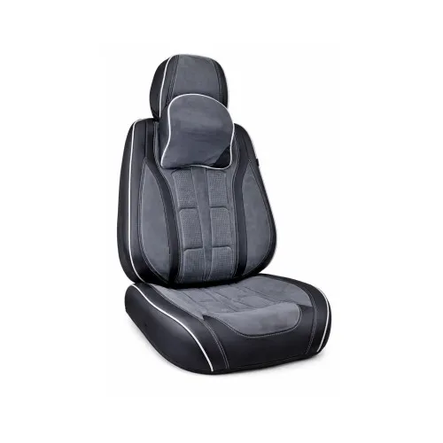 Huse scaune auto universale fractionate 9D Premium fata si spate negru gri antracit cusaturi gri — imaginea 3
