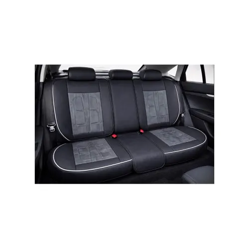 Huse scaune auto universale fractionate 9D Premium fata si spate negru gri antracit cusaturi gri — imaginea 5