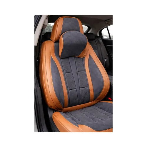 Huse scaune auto universale fractionate Premium 9D fata si spate maro gri antracit — imaginea 2