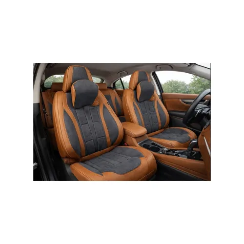 Huse scaune auto universale fractionate Premium 9D fata si spate maro gri antracit — imaginea 5