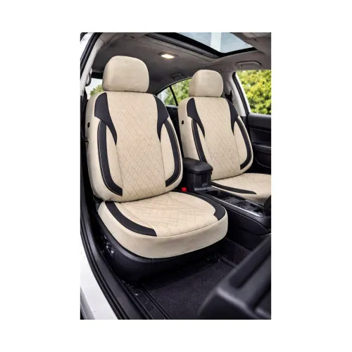 Huse scaune auto universale fractionate XL Premium compatibile SUV si Limuzine bej cu negru