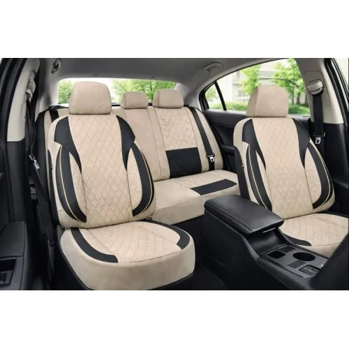 Huse scaune auto universale fractionate XL Premium compatibile SUV si Limuzine bej cu negru — imaginea 4