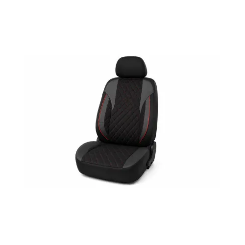Huse scaune auto universale Premium fractionate fata spate negre cu cusaturi rosii compatibile dimensiuni standard — imaginea 2