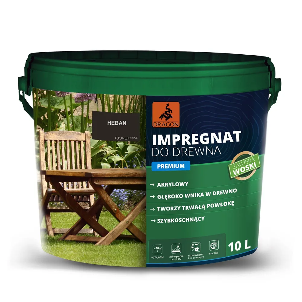 Impregnant pentru lemn Dragon, acrilic, premium, abanos, 10 L