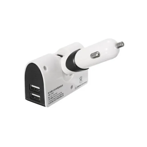 Incarcator auto alb 2 porturi USB 3.1A cu 2 prize bricheta 12V 24V — imaginea 4