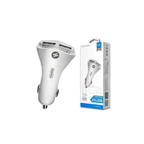 Incarcator auto alb cu 2 porturi USB 2.1A 12V 24V — imaginea 2