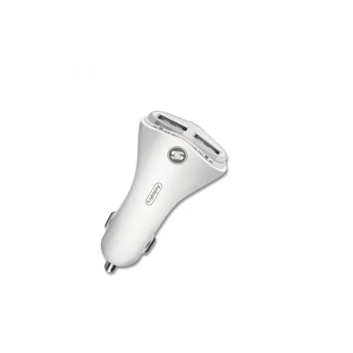 Incarcator auto alb cu 2 porturi USB 2.1A 12V 24V