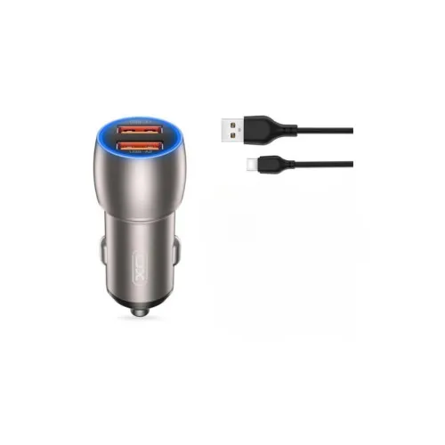 Incarcator auto XO SMART Quick Charge QC3.0 36W cu 2 USB si cablu Type C negru 1 m