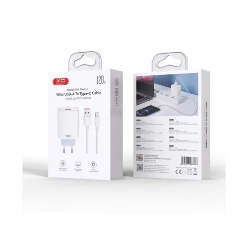 Incarcator retea 120W Fast Charge Type C cu cablu USB-A la Type C inclus compatibil Xiaomi alb 1 m — imaginea 3