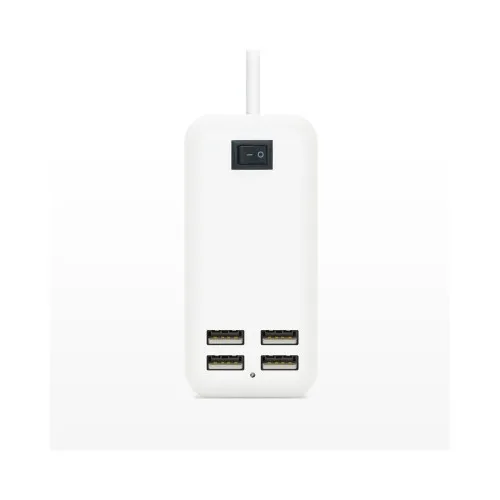 Incarcator retea 15W 3A cu 4 USB si cablu alimentare 1.5 m alb MIV