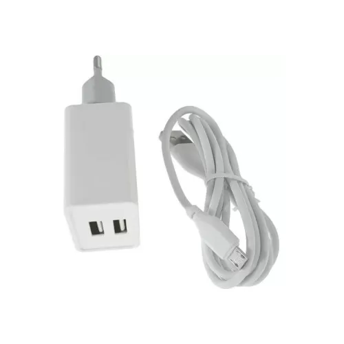 Incarcator retea XO 12W 2.4A cu 2 USB si cablu Micro USB 1 m alb — imaginea 2