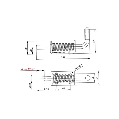 Inchizator oblon remorca 600 kg cu stift si arc pentru usi metalice sau obloane — imaginea 2