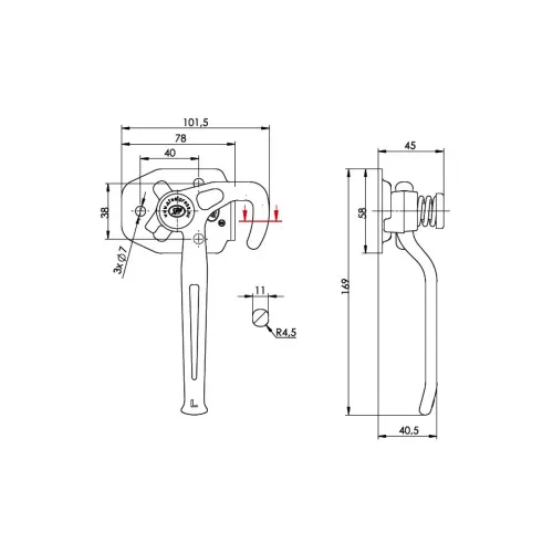 Inchizator oblon stanga 800 kg pentru remorca sau oblon metalic — imaginea 2