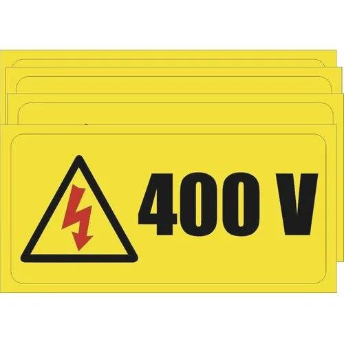 Indicatoare avertizare „Tensiune 400V”, pentru curent electric trifazic 380V, pachet 10 bucati