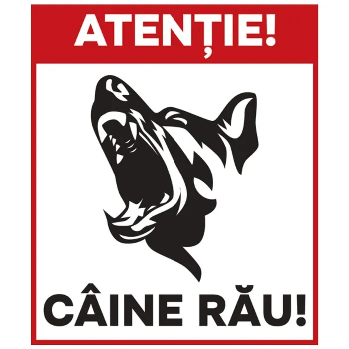 Indicator atentionare caine rau Sun Prints, PVC, dreptunghiular, 16 x 19 cm