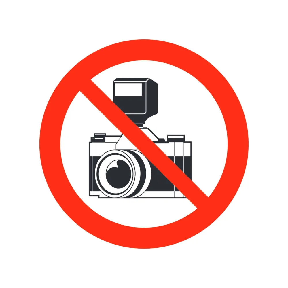 Indicator avertizare "Foto interzis!", adeziv, Ø 92 mm