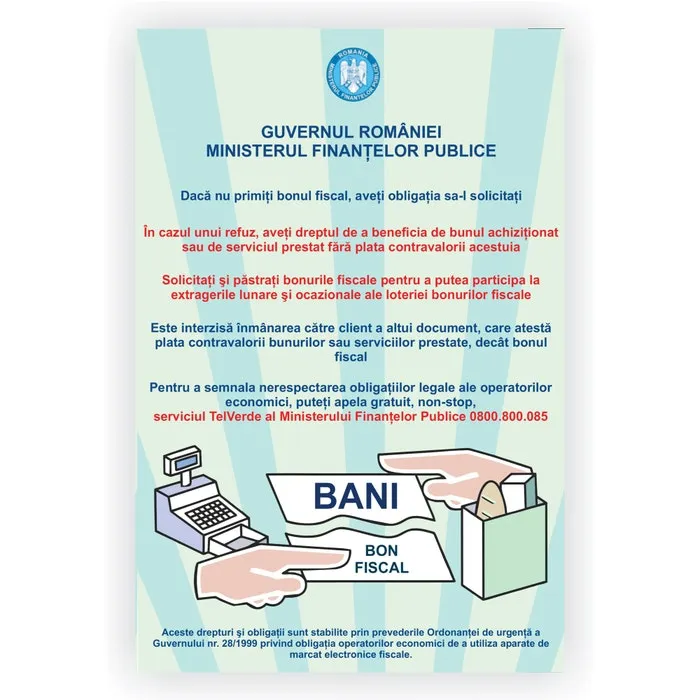 Indicator informare Solicitati bon fiscal, PVC, 30 x 20 cm
