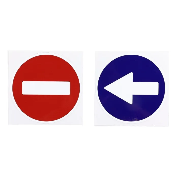 Indicator semnalizare Depasirea interzisa + Depasire pe partea stanga, autocolant, diametru 12 cm, set 2 bucati