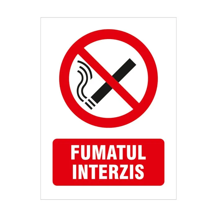 Indicator semnalizare Fumatul interzis, PVC, 20 x 15 cm