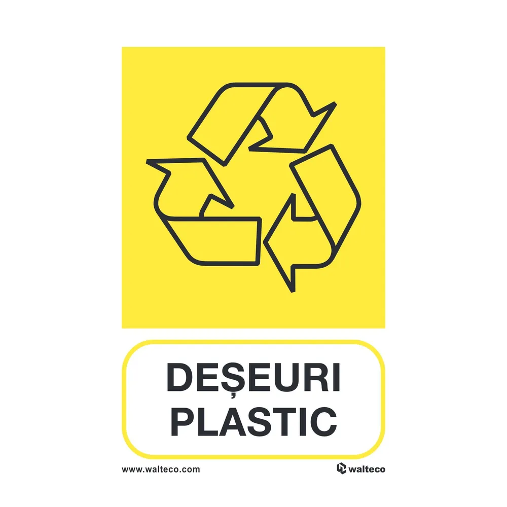 Indicator semnalizare reciclare plastic, adeziv, dimensiune 150 x 100 mm