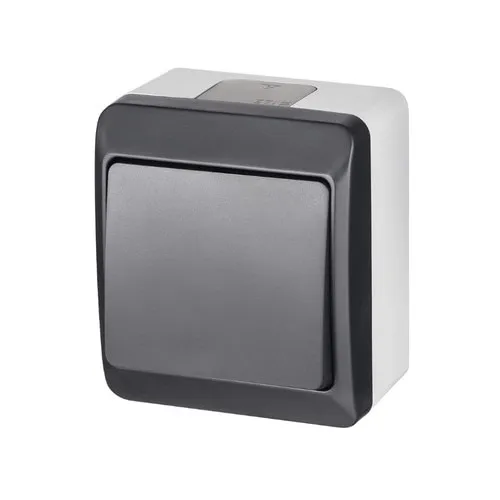 Intrerupator cap-scara simplu Hermes IP44 antracit, montaj aplicat