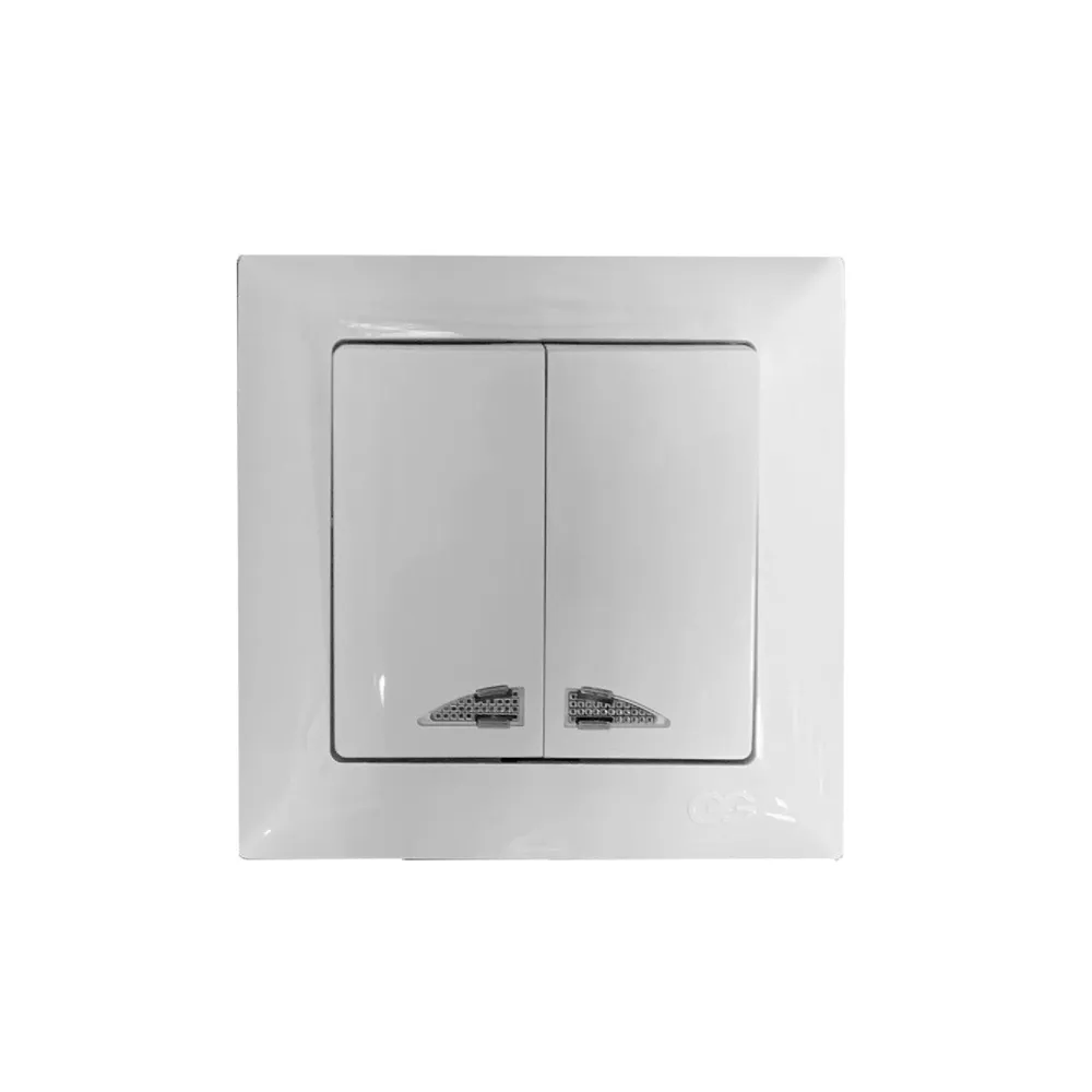 Intrerupator dublu Gunsan Visage, clasic, cu led, IP20, alb