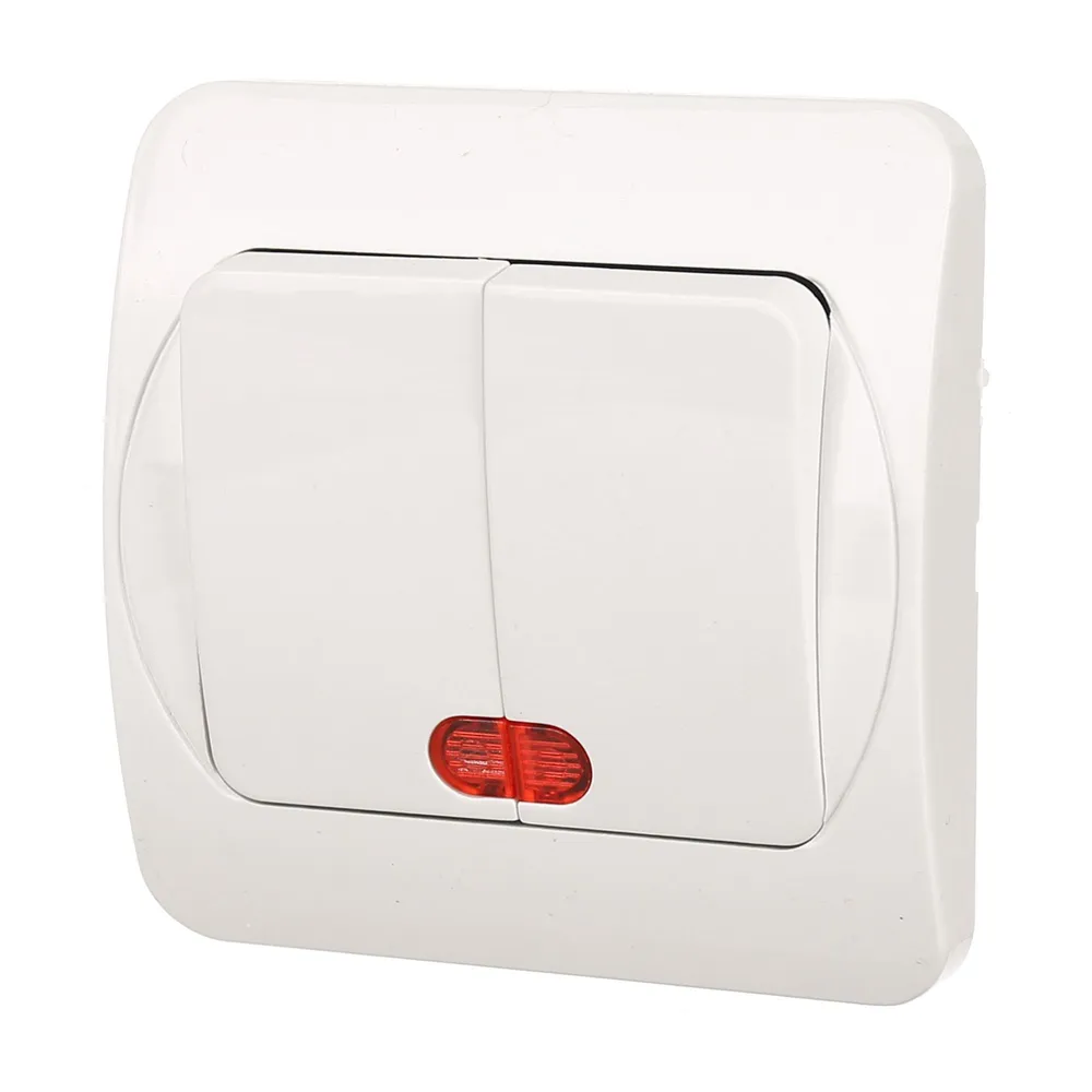 Intrerupator dublu Quatric Praktic, clasic, cu led, IP20, alb