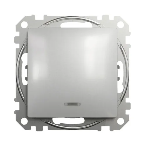 Intrerupator simplu Schneider Sedna Design, cu lumina, aluminiu